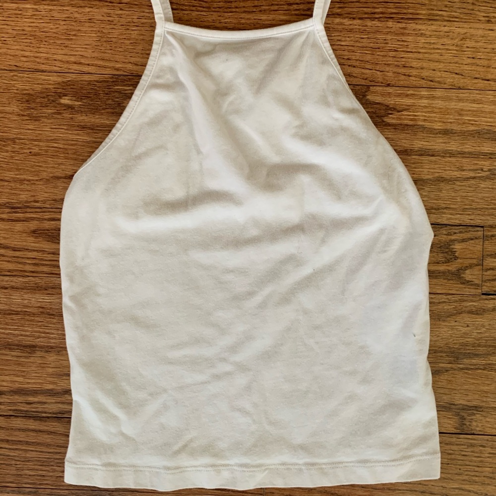 White crop tank halter top